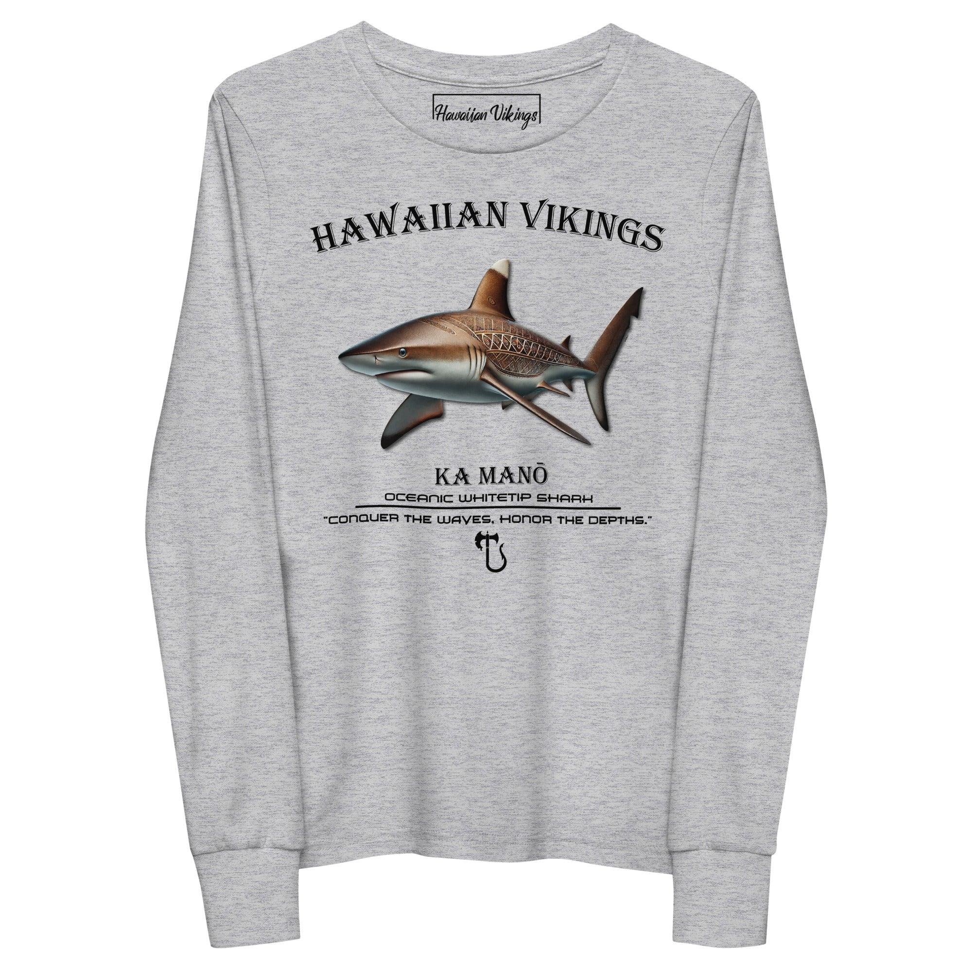 Oceanic Whitetip Shark Youth Long Sleeve Tee - Hawaiian Vikings