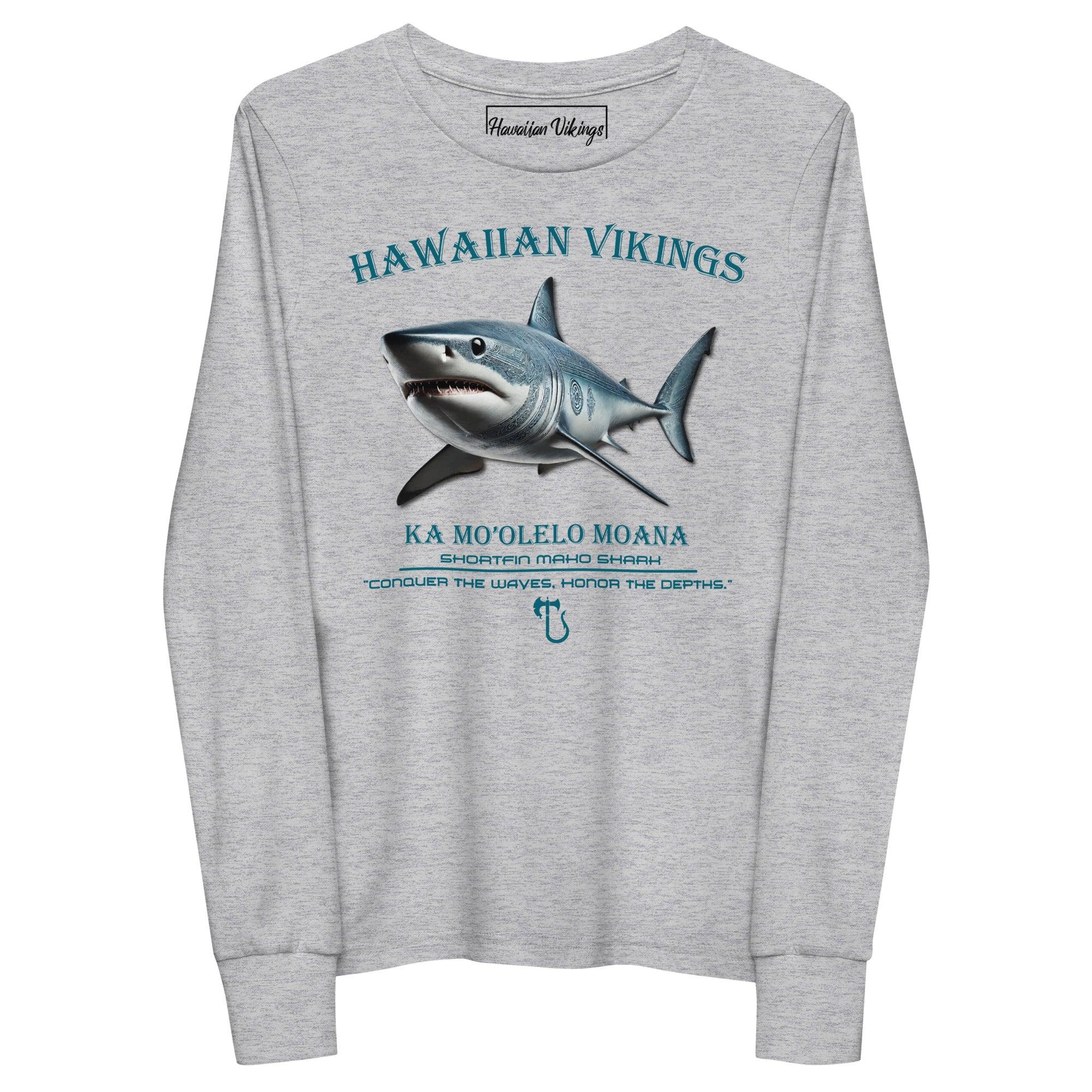 Shortfin Mako Shark Youth Long Sleeve Tee - Hawaiian Vikings
