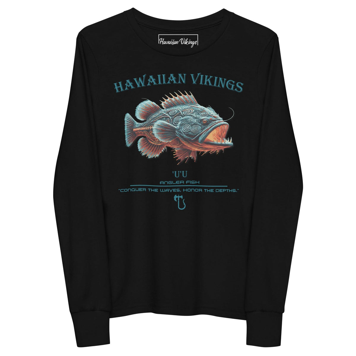 Angler Fish Youth Long Sleeve Tee - Hawaiian Vikings