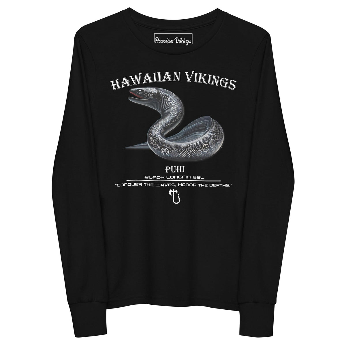 Black Longfin Eel Youth Long Sleeve Tee - Hawaiian Vikings