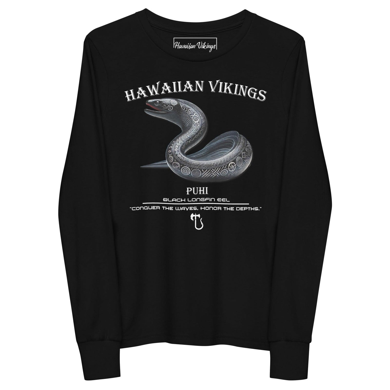Black Longfin Eel Youth Long Sleeve Tee - Hawaiian Vikings
