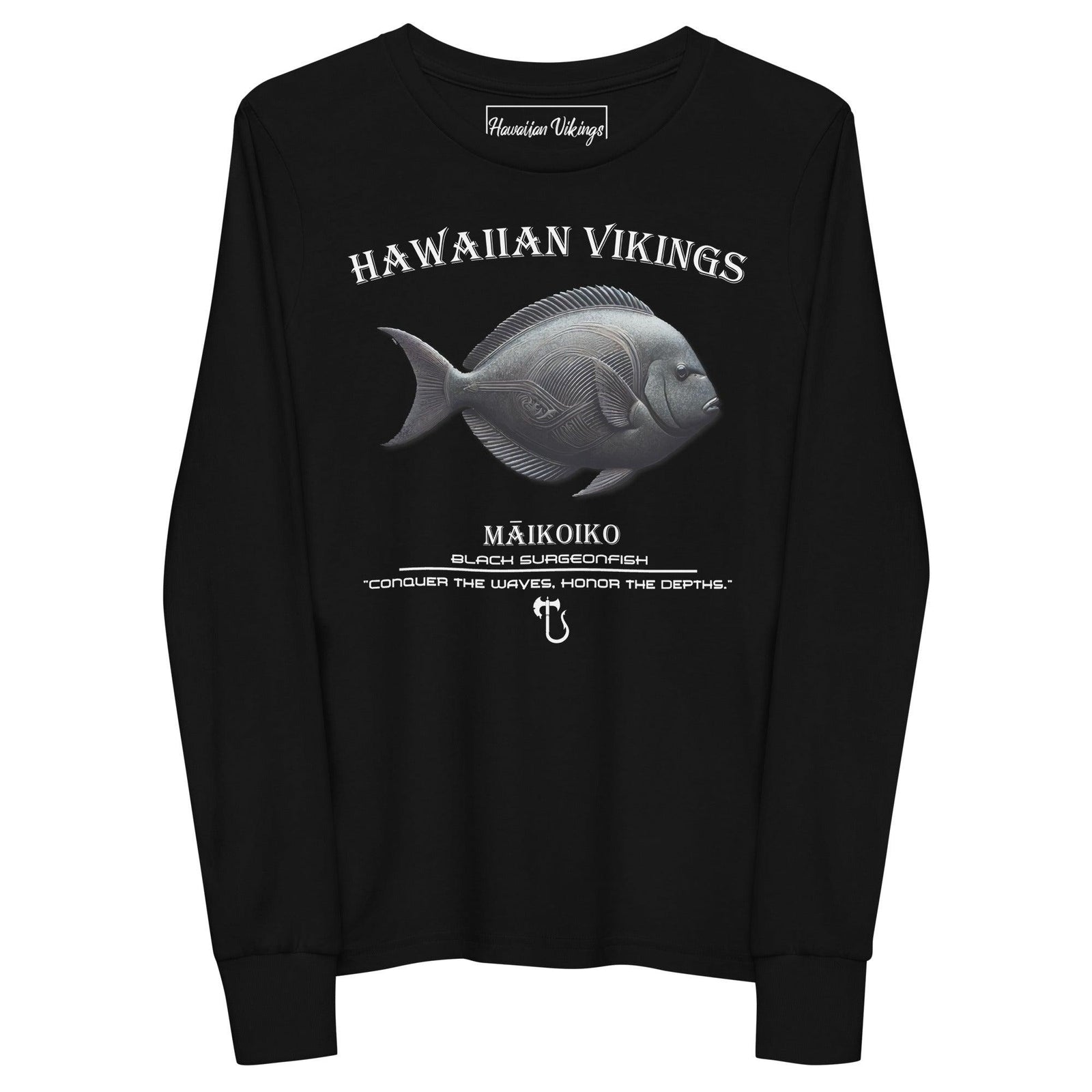 Black Surgeonfish Youth Long Sleeve Tee - Hawaiian Vikings