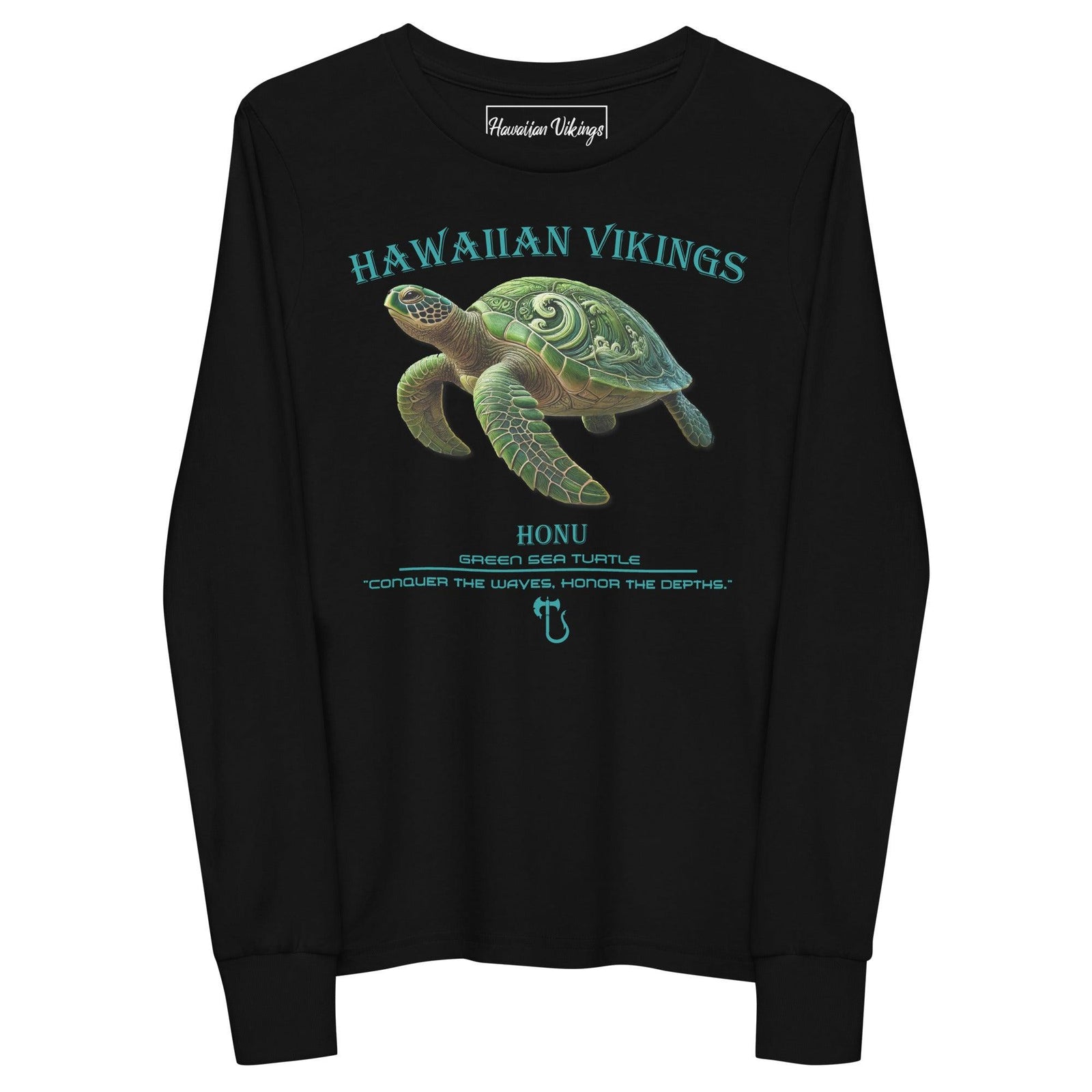 Green Sea Turtle Youth Long Sleeve Tee - Hawaiian Vikings