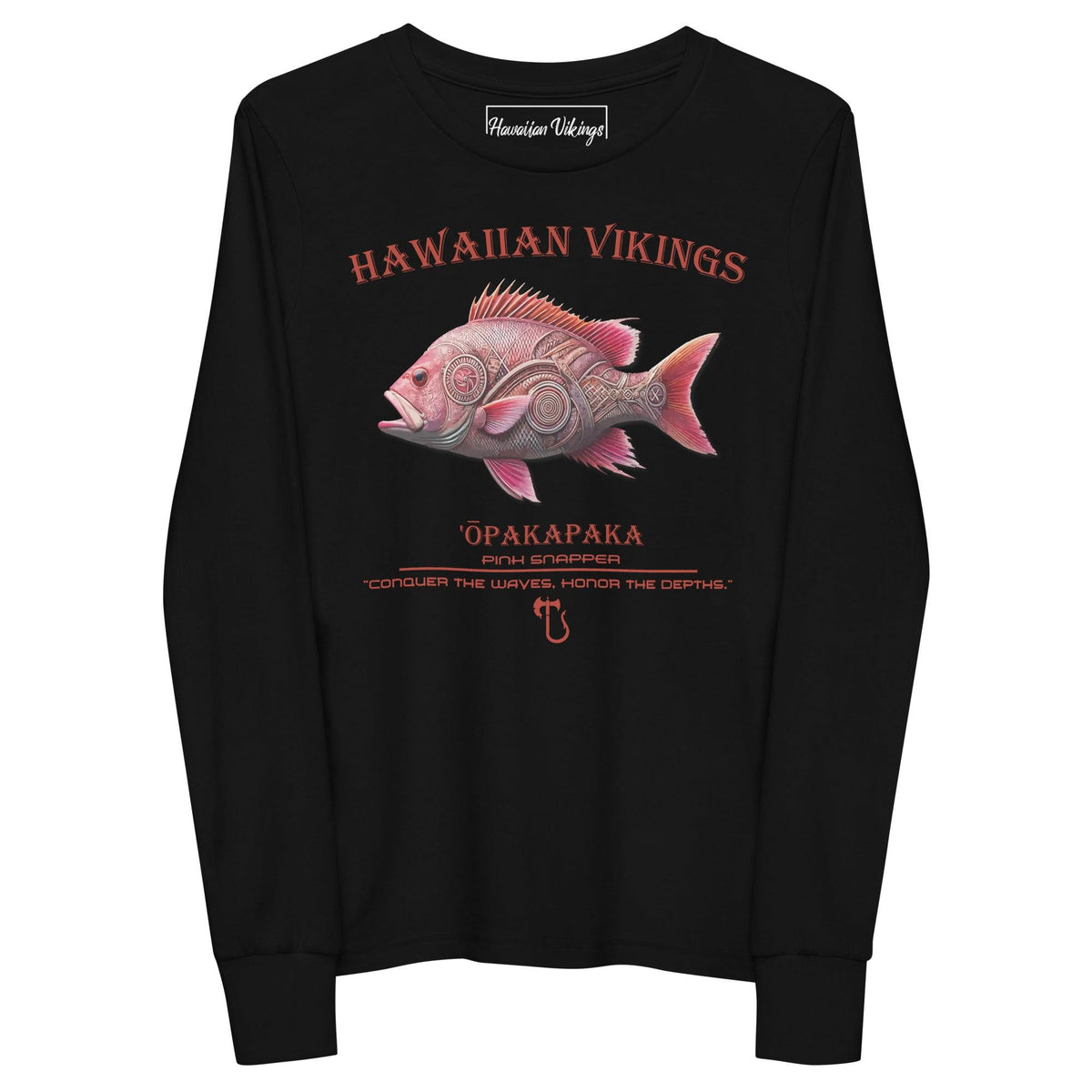 Pacific Pink Snapper Youth Long Sleeve Tee - Hawaiian Vikings