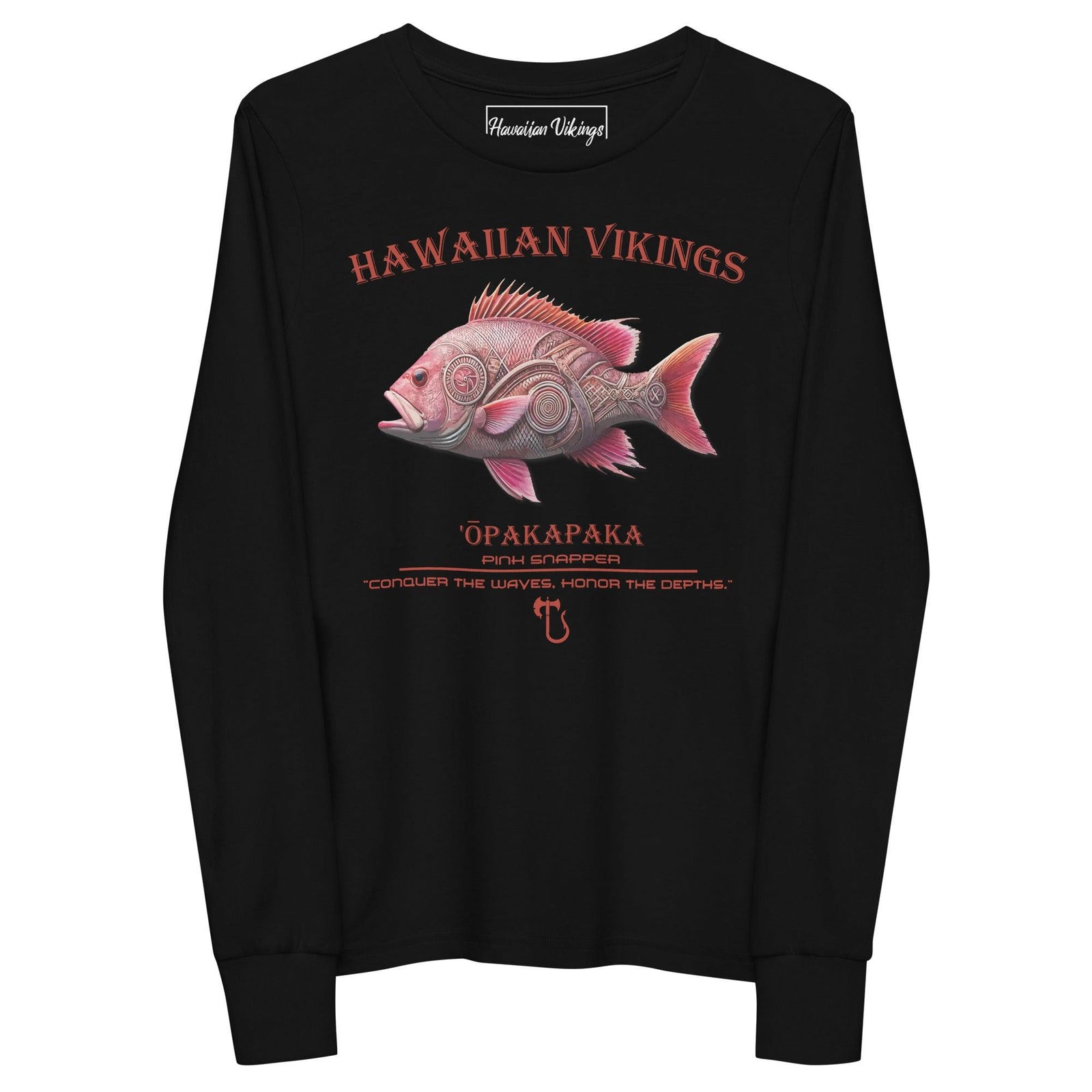 Pacific Pink Snapper Youth Long Sleeve Tee - Hawaiian Vikings
