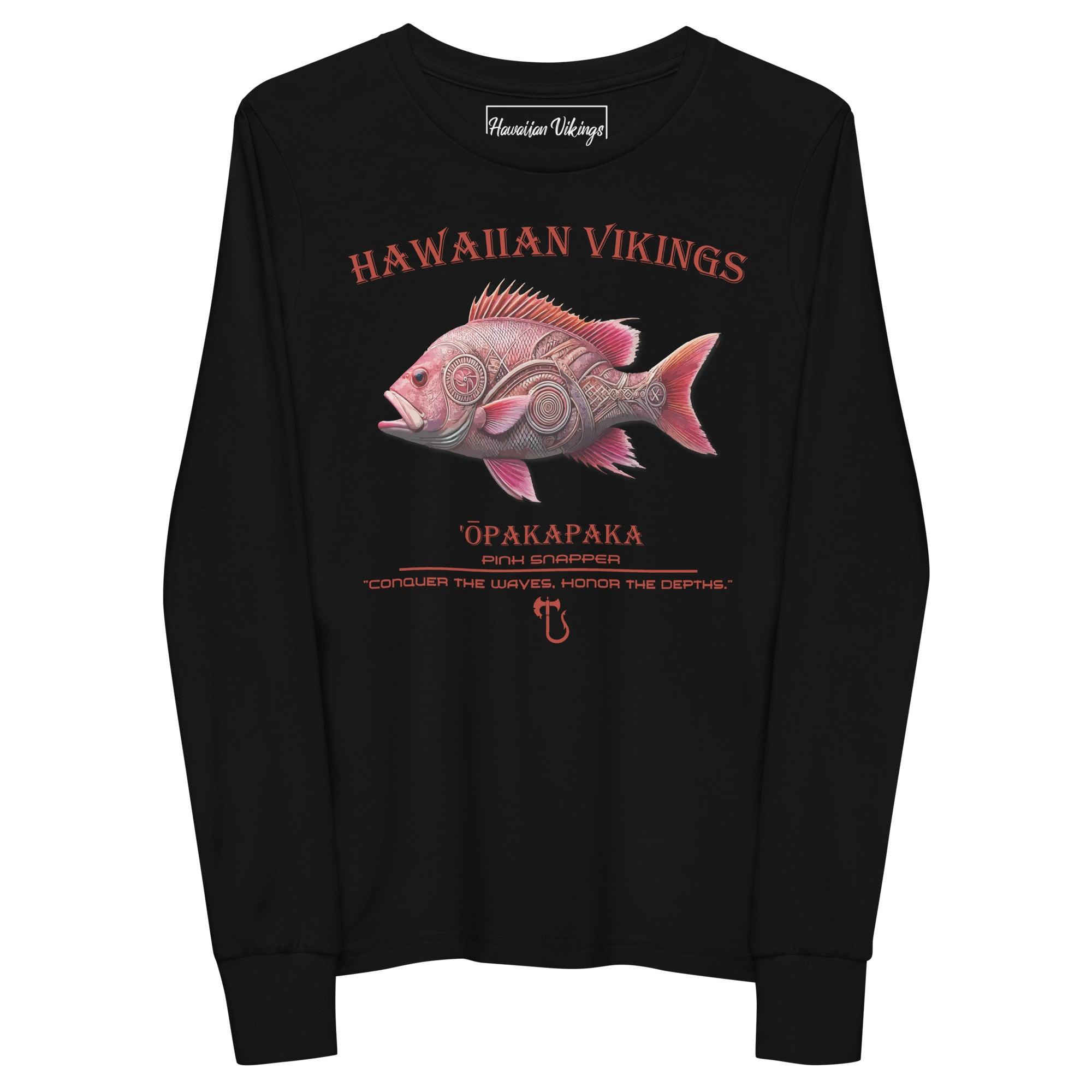 Pacific Pink Snapper Youth Long Sleeve Tee - Hawaiian Vikings