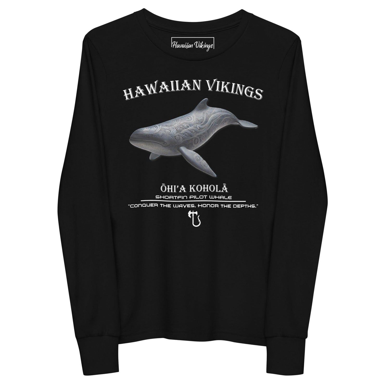 Shortfin Pilot Whale Youth Long Sleeve Tee - Hawaiian Vikings