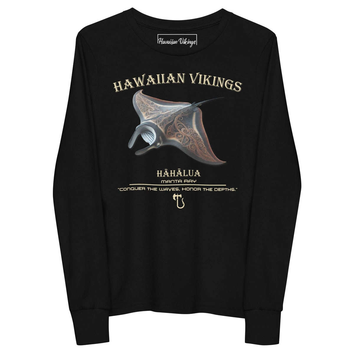 Manta Ray Youth Long Sleeve Tee - Hawaiian Vikings