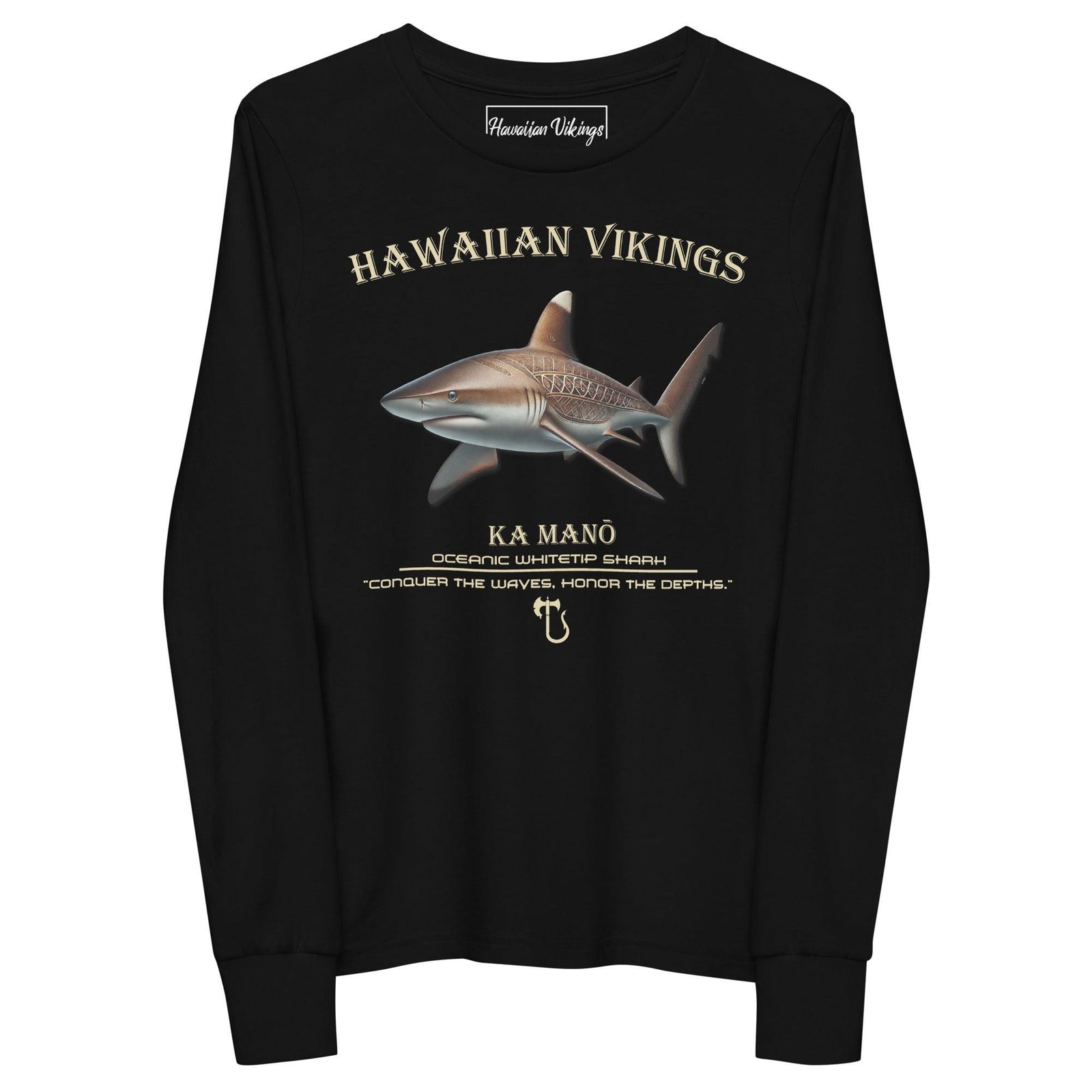Oceanic Whitetip Shark Youth Long Sleeve Tee - Hawaiian Vikings