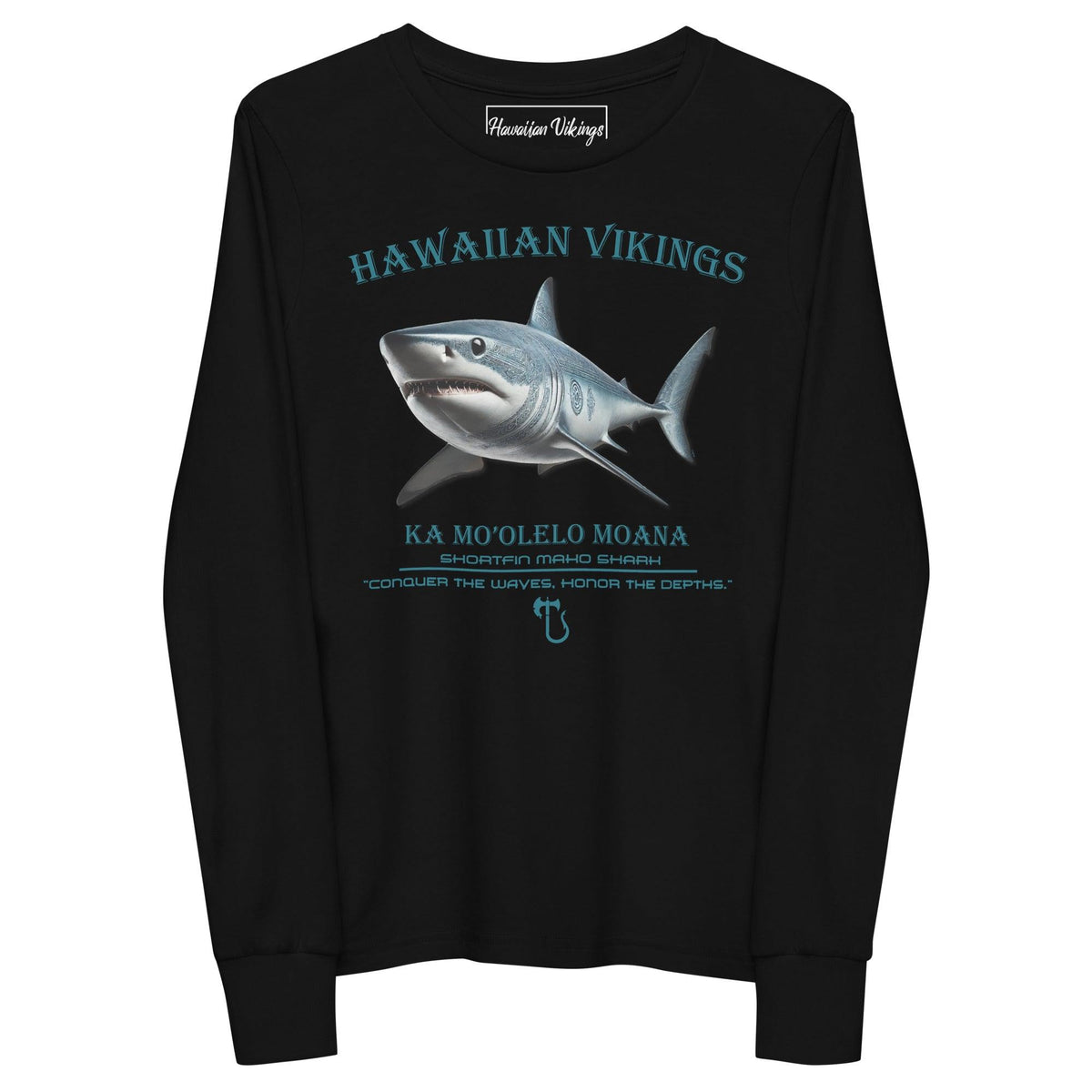 Shortfin Mako Shark Youth Long Sleeve Tee - Hawaiian Vikings