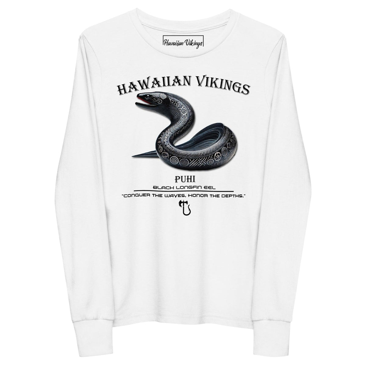 Black Longfin Eel Youth Long Sleeve Tee - Hawaiian Vikings