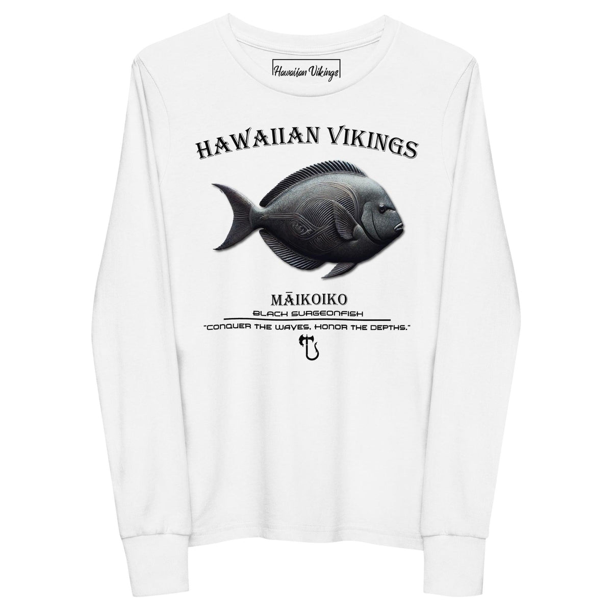 Black Surgeonfish Youth Long Sleeve Tee - Hawaiian Vikings
