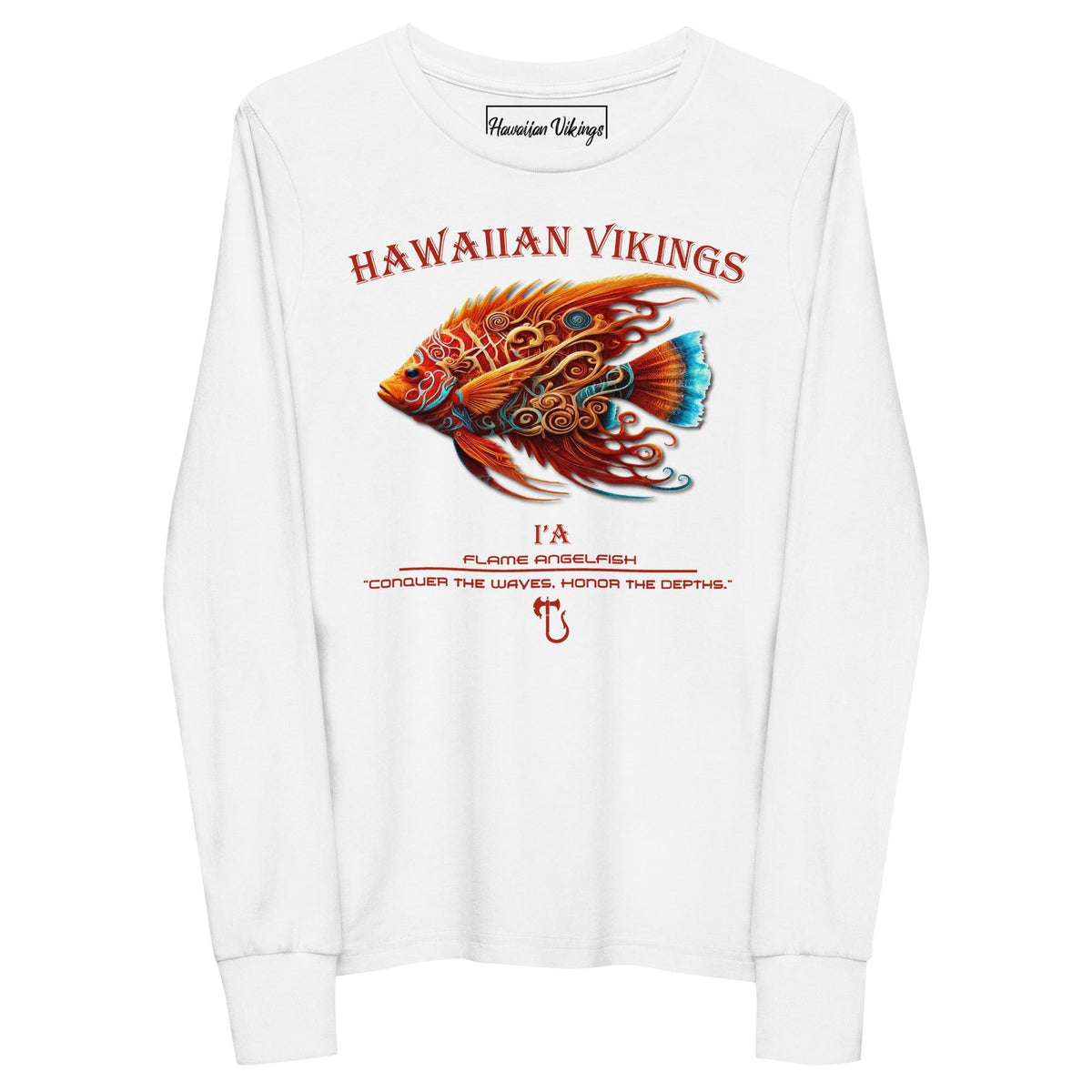 Flame Angelfish Youth Long Sleeve Tee - Hawaiian Vikings