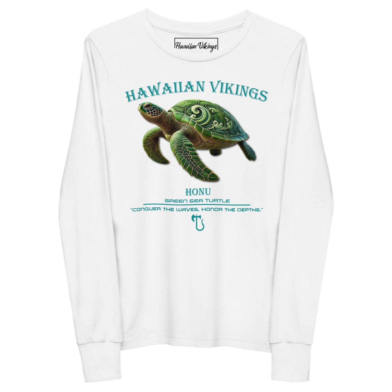 Green Sea Turtle Youth Long Sleeve Tee - Hawaiian Vikings