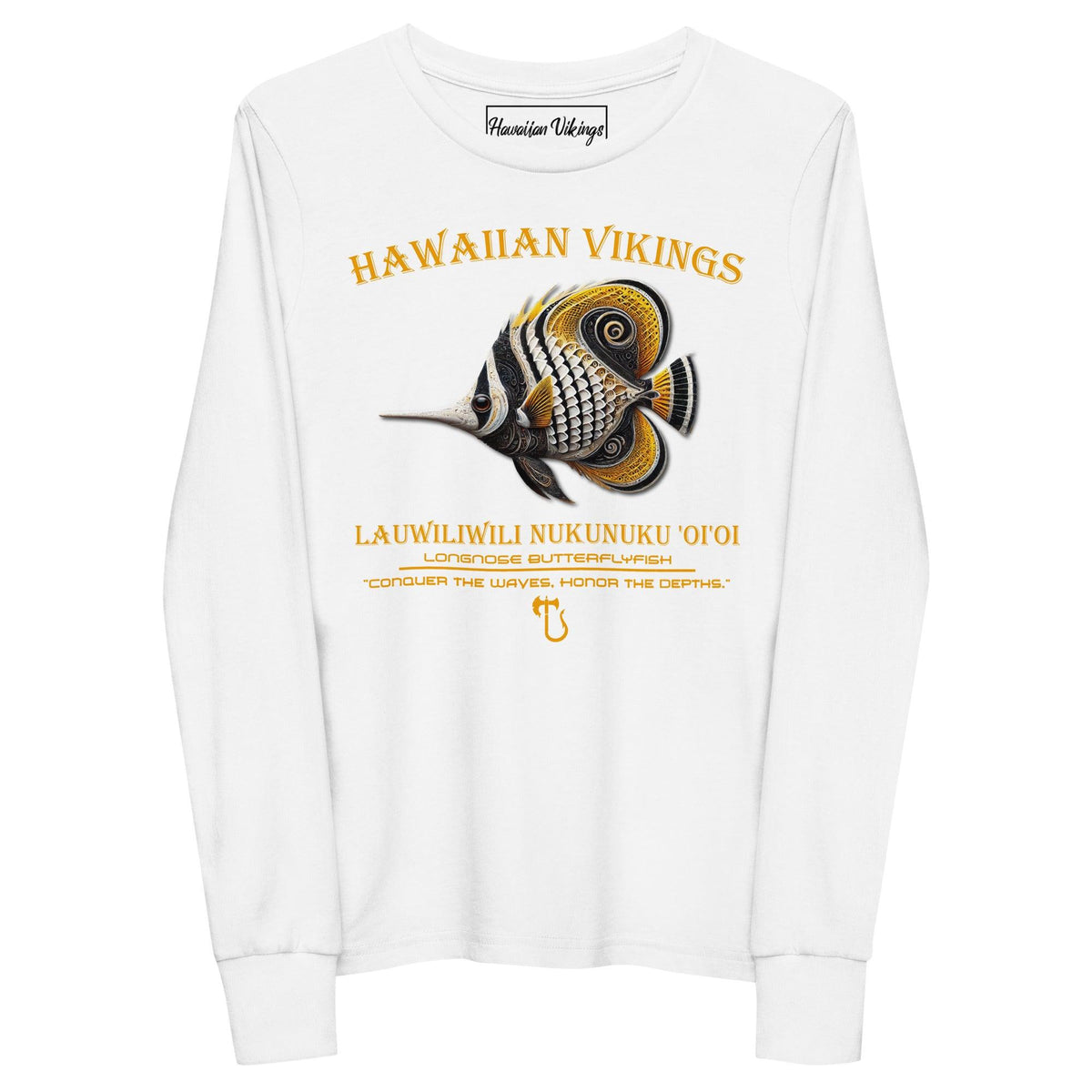Longnose Butterflyfish Youth Long Sleeve Tee - Hawaiian Vikings