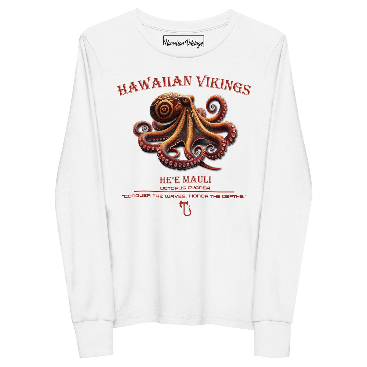 Octopus Cyanea Youth Long Sleeve Tee - Hawaiian Vikings