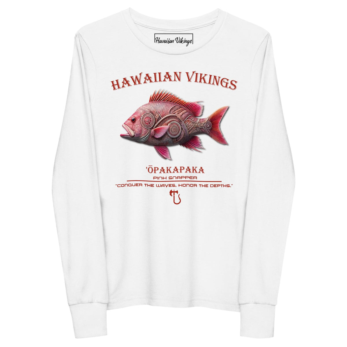 Pacific Pink Snapper Youth Long Sleeve Tee - Hawaiian Vikings