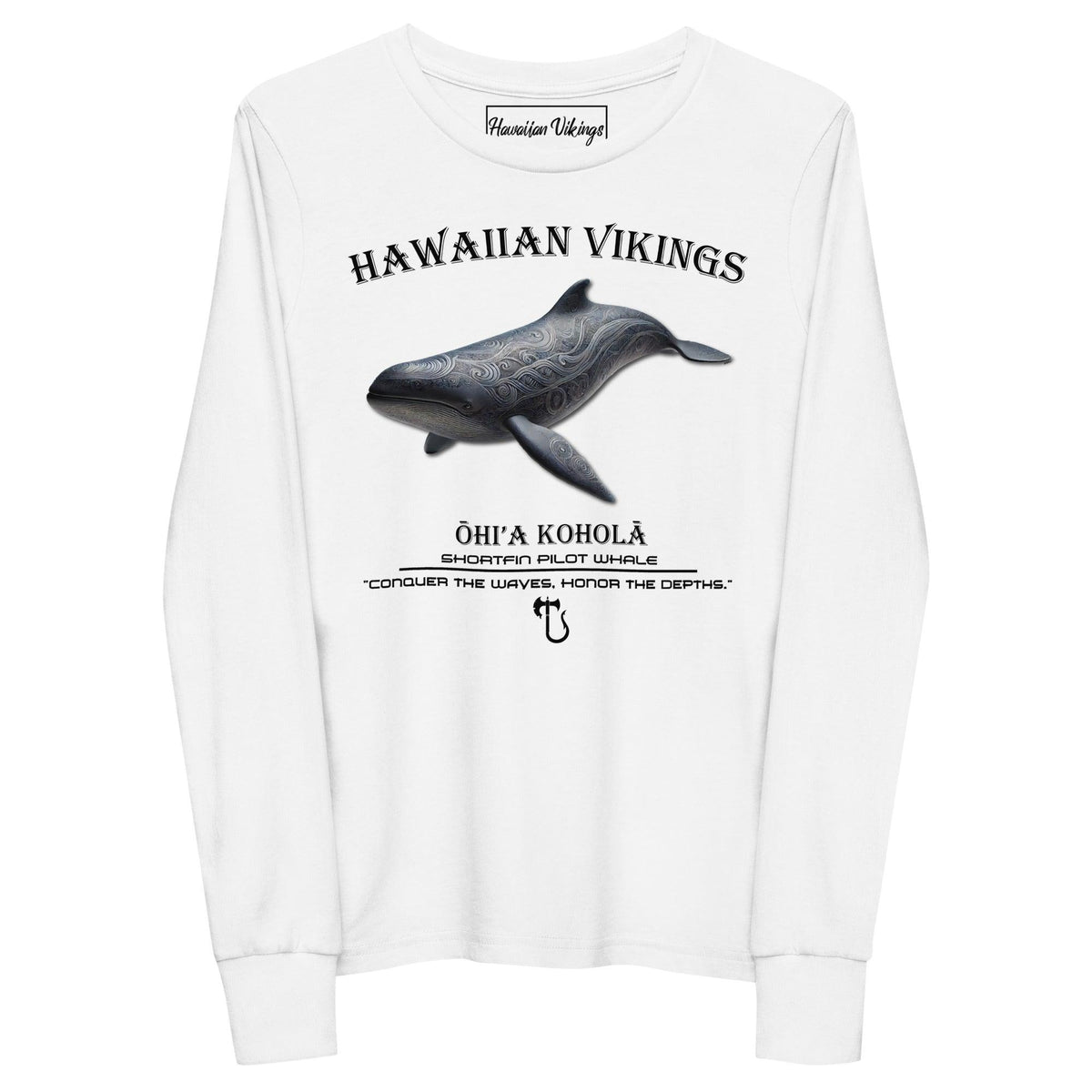 Shortfin Pilot Whale Youth Long Sleeve Tee - Hawaiian Vikings