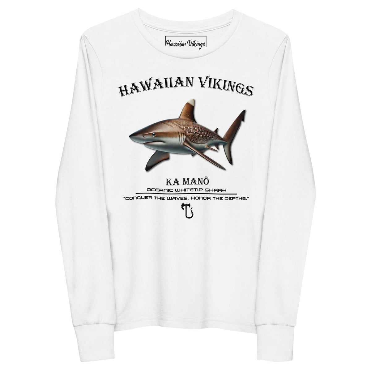Oceanic Whitetip Shark Youth Long Sleeve Tee - Hawaiian Vikings
