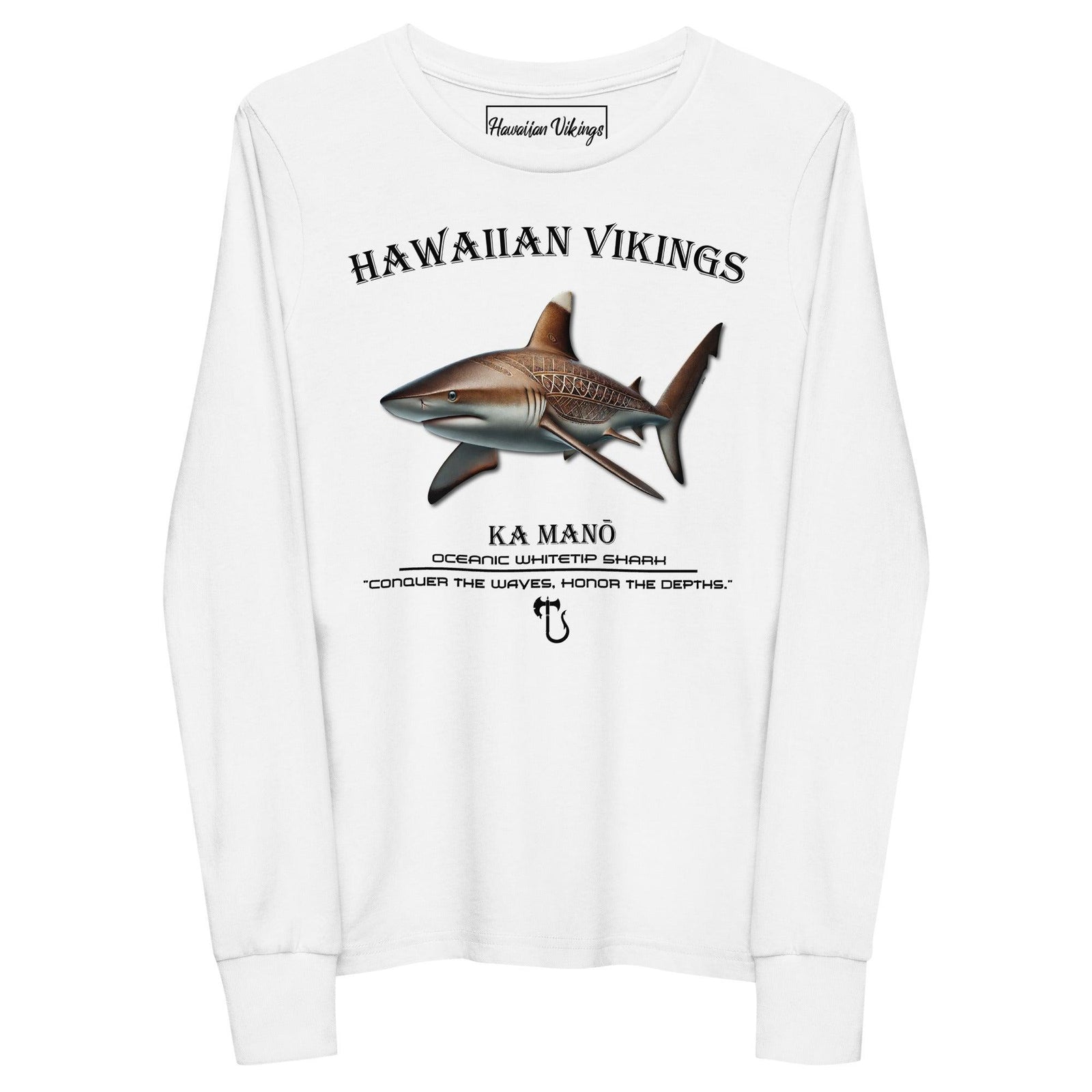 Oceanic Whitetip Shark Youth Long Sleeve Tee - Hawaiian Vikings