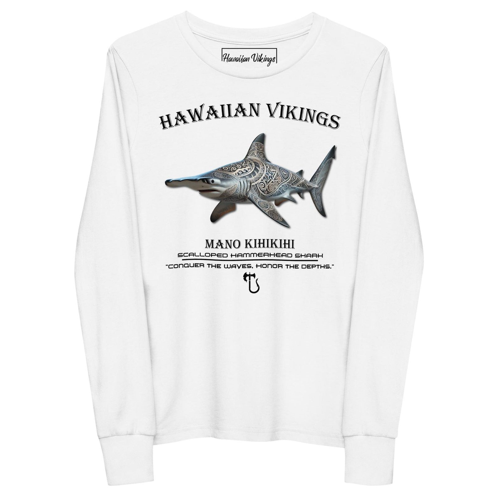 Scalloped Hammerhead Shark Youth Long Sleeve Tee - Hawaiian Vikings